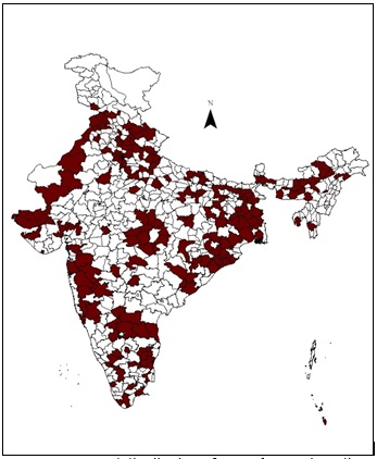 Fig: Reported distribution of An. subpictus in India.