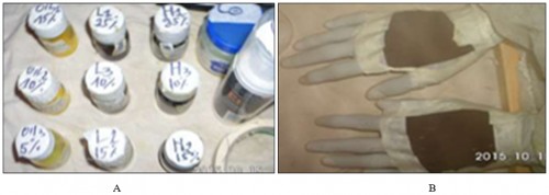 (AB) Different products for the repellent test and<em> </em>Control and treated arms introduced into cage for record landing of mosquito