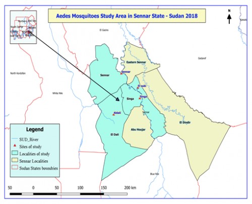 Aedes mosquitoes study area in sennar state – Sudan 2018<strong> </strong>